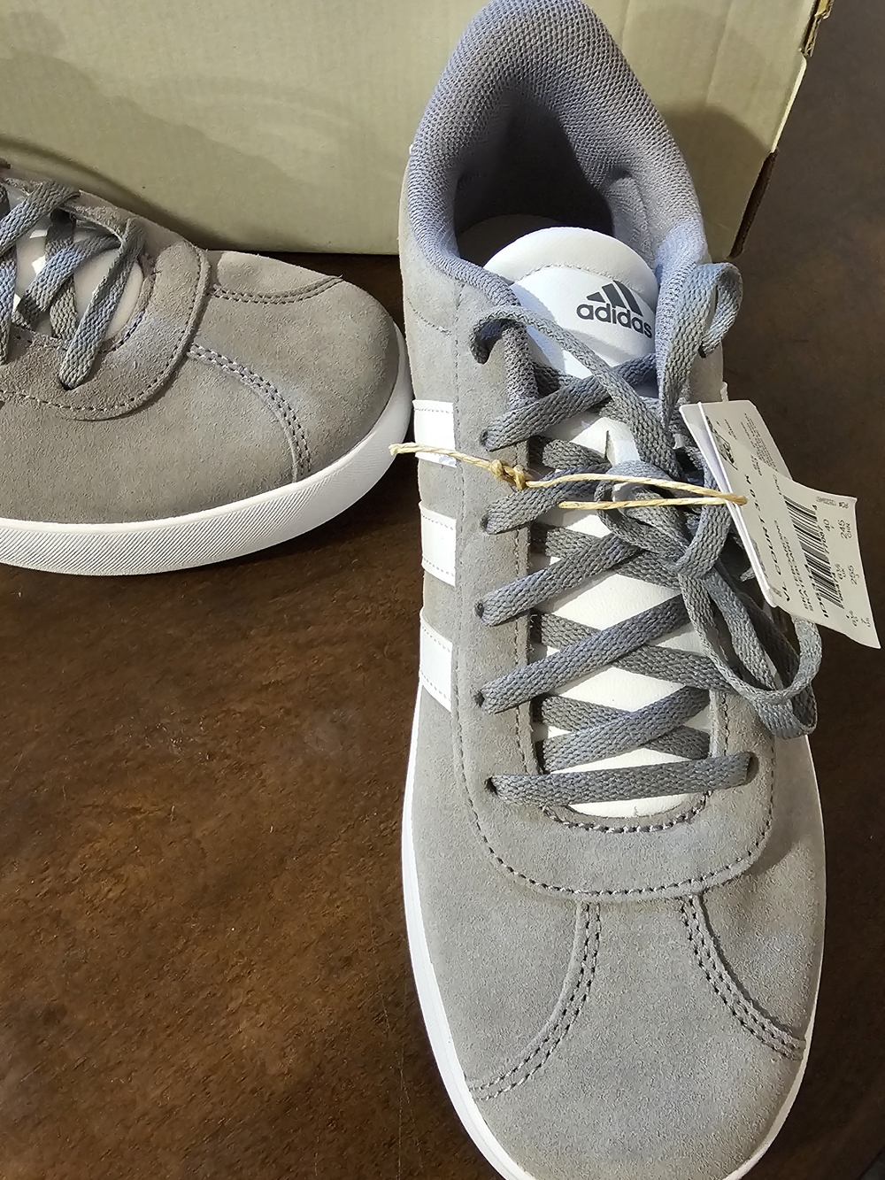 Adidas VL Court 3.0 Grey Suede Sneakers with White Stripes